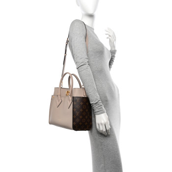LOUIS VUITTON Calfskin Monogram On My Side MM Greige