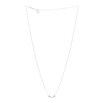 ★Tiffany&Co★ T Smile Pendant Small necklace White gold Tiffany T Smile Pendant in White Gold with Diamonds, Small