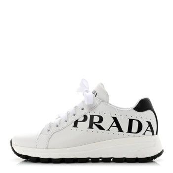 PRADA Nylon Gabardine Logo Sneakers 36 White 1240771