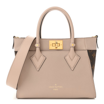 LOUIS VUITTON Calfskin Monogram On My Side PM Greige