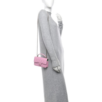 CHANEL Lambskin Quilted Flap Phone Holder With Chain Lilac Light Green