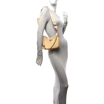 PRADA Yarn Raffia Effect Crochet Re-Edition 2005 Shoulder Bag Naturale