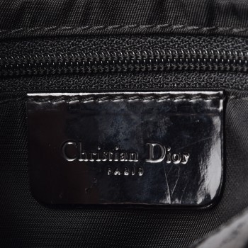 CHRISTIAN DIOR Calfskin Stingray Embossed Saddle Bag Black