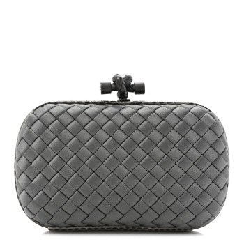 BOTTEGA VENETA Satin Intreccio Impero Ayers Knot Clutch Grey