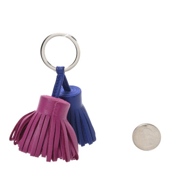 HERMES Lambskin Carmen Uno-Dos Key Holder Bleu Saphir Rose Pourpre