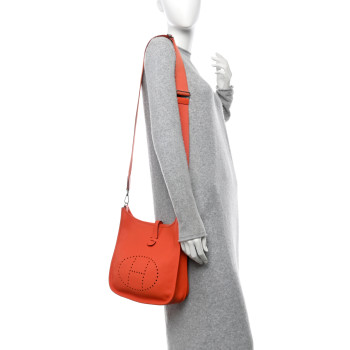 HERMES Taurillon Clemence Evelyne III PM Orange Poppy