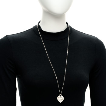 TIFFANY Sterling Silver Return to Tiffany Etched Heart and Arrow Tag Pendant Necklace