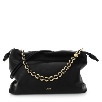 LOEWE Mellow Nappa Donut Chain Large Flamenco Knot Clutch Black