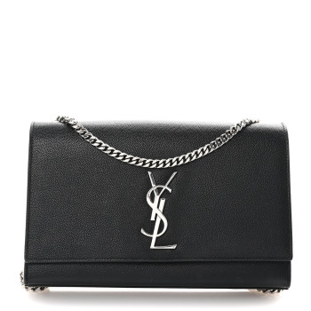 SAINT LAURENT Grain De Poudre Medium Classic Monogram Kate Satchel Black