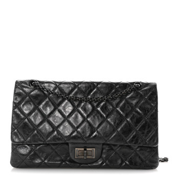 CHANEL Metallic Aged Calfskin Quilted 2.55 Reissue 227 Flap So Black