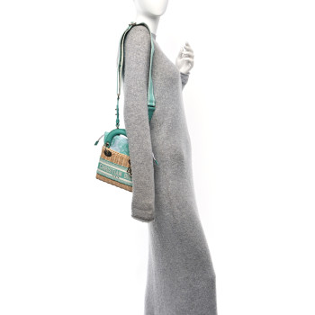 CHRISTIAN DIOR Wicker Oblique Mini Lady Dior Bag Aquamarina