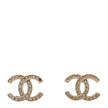 CHANEL Crystal CC Earrings Gold