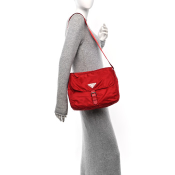PRADA Nylon Vela Sport Messenger Bag Rosso