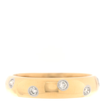 TIFFANY 18K Yellow Gold Platinum Diamond 4mm Etoile Band Ring 51 5.75