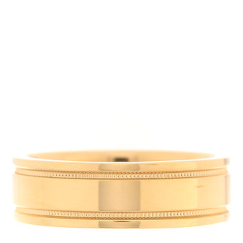 TIFFANY 18K Yellow Gold 6mm Double Milgrain Wedding Band Ring 54 7