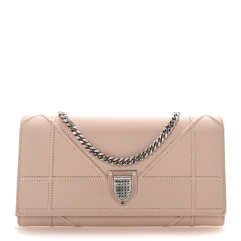 CHRISTIAN DIOR Grained Calfskin Diorama Croisiere Chain Wallet Pink