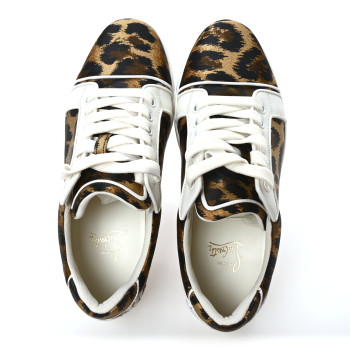 CHRISTIAN LOUBOUTIN Crepe Satin Calfskin Womens Vieira Orlato Flat Sneakers 39 Brown White