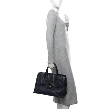 PRADA Glace Calfskin Sound Tote Bag Blue