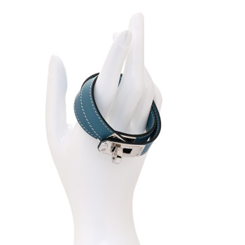 HERMES Swift Kelly Double Tour Bracelet T4 New Blue Jean