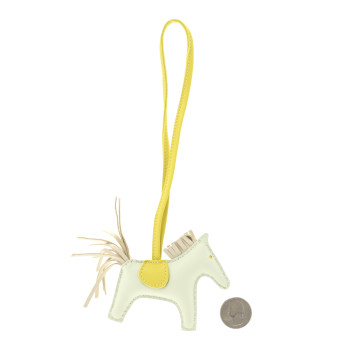 HERMES Milo Lambskin Grigri Rodeo Horse Bag Charm PM Vert Fizz Lime Craie