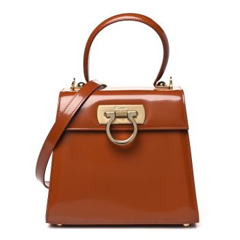 SALVATORE FERRAGAMO Brushed Off Calfskin Small Iconic Top Handle Bag Cuoio