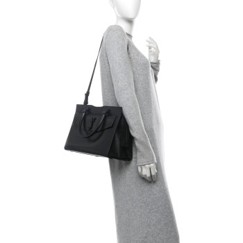 SAINT LAURENT Grain De Poudre Medium Uptown Tote Black SAINT LAURENT Grain De Poudre Medium Uptown Tote Black