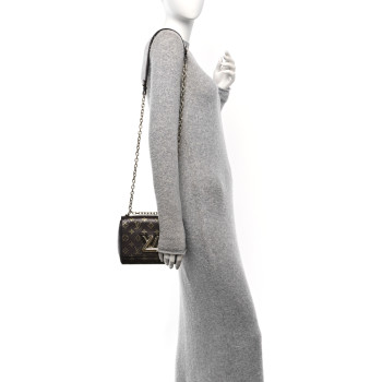 LOUIS VUITTON Snakeskin Monogram Twist Shoulder Bag PM Brown