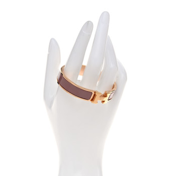 HERMES Enamel Narrow Clic Clac H Bracelet PM Rose Nacarat