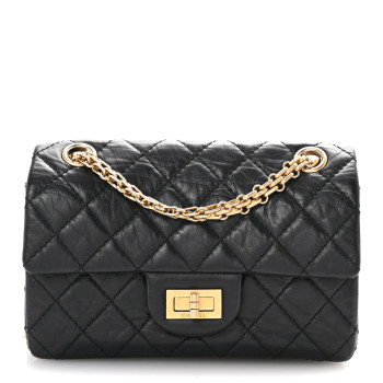 CHANEL Aged Calfskin Quilted 2.55 Reissue Mini Flap Black