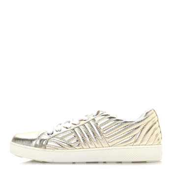 PRADA Metallic Nappa Diagramme Sneakers 37.5 Pirite