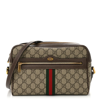 GUCCI GG Supreme Monogram Web Small Ophidia Shoulder Bag Brown