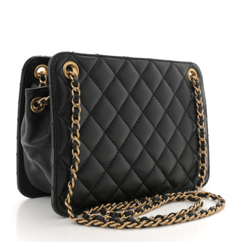 CHANEL Calfskin Quilted Small CC Chain Accordion Tote Black
