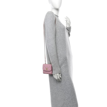 CHANEL Lambskin Quilted Mini Trendy CC Clutch With Chain Light Pink