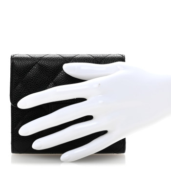 CHANEL Caviar Quilted Compact Flap Wallet Black