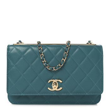 CHANEL Lambskin Quilted Trendy CC Wallet On Chain WOC Green