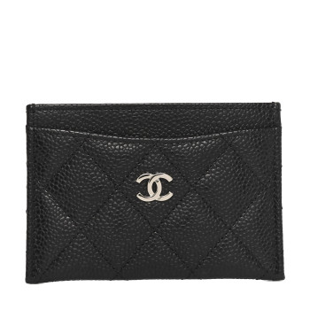 CHANEL Caviar Quilted Card Holder Black