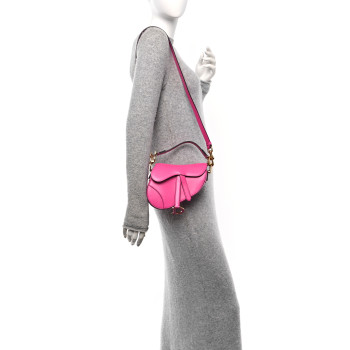 CHRISTIAN DIOR Supple Calfskin Mini Saddle Bag With Strap Passion Pink