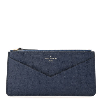 LOUIS VUITTON Calfskin Jeanne Wallet Zippered Insert Dark Blue