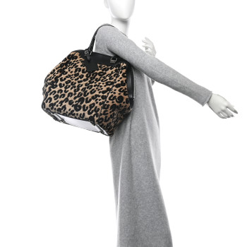 LOUIS VUITTON Jacquard Velvet Leopard Print Stephen Sprouse North South Bag Black