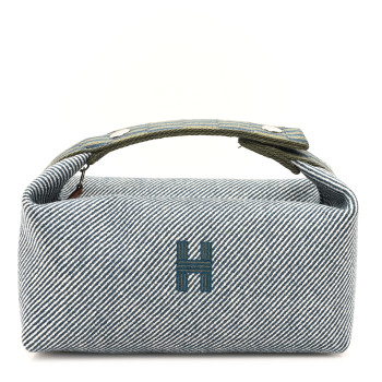 HERMES Wool Small Bride-A-Brac H Natte Pouch Bleu Abysse