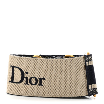 CHRISTIAN DIOR Canvas Embroidered Shoulder Strap Blue