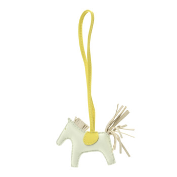 HERMES Milo Lambskin Grigri Rodeo Horse Bag Charm PM Vert Fizz Lime Craie