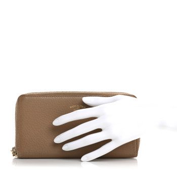 GUCCI Dollar Calfskin Bamboo Tassel Zip Around Wallet Beige