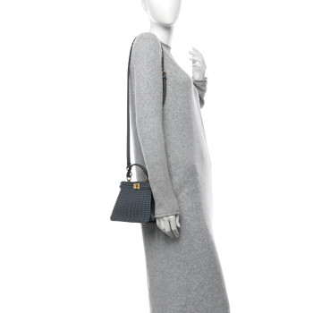FENDI Vitello King Shiny Nappa Intreccio Petite Peekaboo I SEE U Satchel  Tempesta