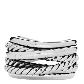 DAVID YURMAN Sterling Silver 13mm Wide Crossover Cable Ring 54 7