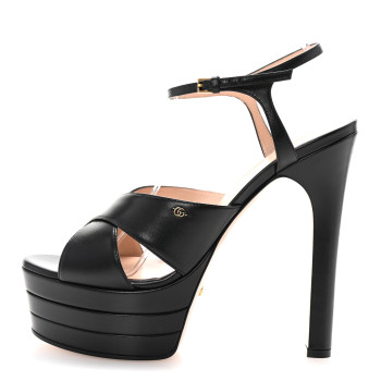 GUCCI Malaga Kid Double G 150mm Platform Sandals 40 Black
