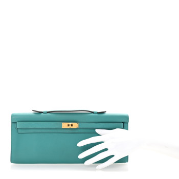 HERMES Swift Kelly Cut Clutch Pochette Vert Verone