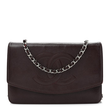 CHANEL Caviar Timeless CC Wallet On Chain WOC Dark Brown