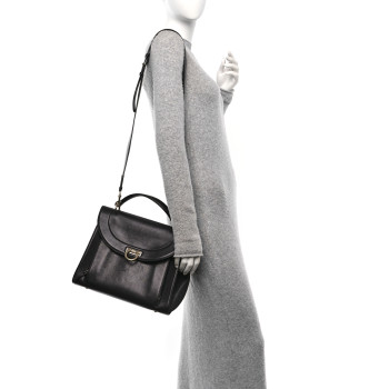 SALVATORE FERRAGAMO Calfskin Sofia Rainbow Top Handle Bag Black
