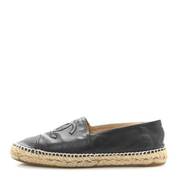 CHANEL Lambskin CC Espadrilles 40 Black